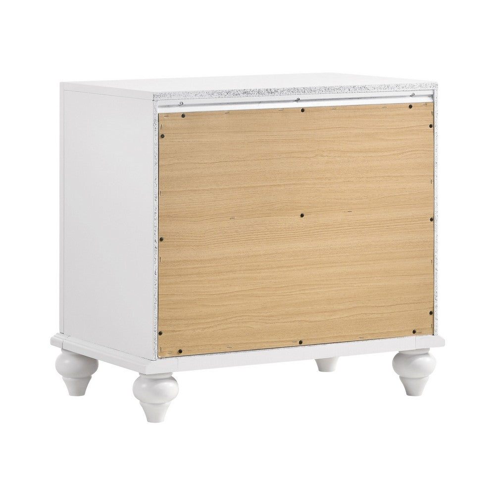 Queen Bedroom Set, White and Gray, 2 Piece Set with Nightstand