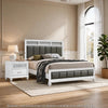 Queen Bedroom Set, White and Gray, 2 Piece Set with Nightstand