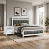 Queen Bedroom Set, White and Gray, 3 Piece Set with 2 Nightstands