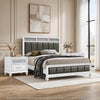 Queen Bedroom Set, White and Gray, 3 Piece Set with 2 Nightstands