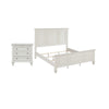 King Bedroom Set, White and Nickel, 2 Piece Set with Nightstand