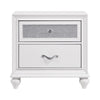 King Bedroom Set, White and Nickel, 2 Piece Set with Nightstand