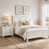 King Bedroom Set, White and Nickel, 2 Piece Set with Nightstand