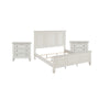 King Bedroom Set, White and Nickel, 3 Piece Set with 2 Nightstands