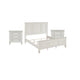 King Bedroom Set, White and Nickel, 3 Piece Set with 2 Nightstands