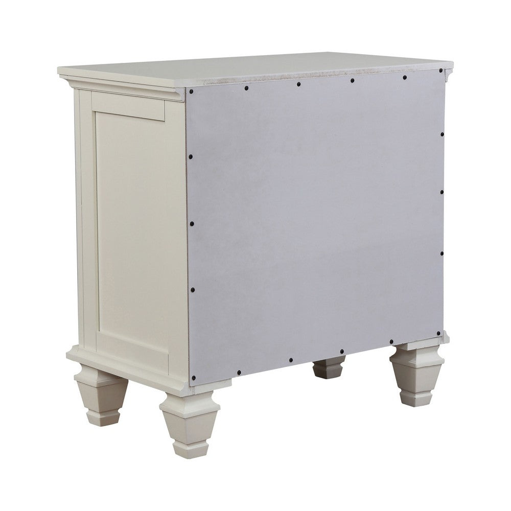 King Bedroom Set, White and Nickel, 3 Piece Set with 2 Nightstands