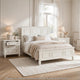 King Bedroom Set, White and Nickel, 3 Piece Set with 2 Nightstands