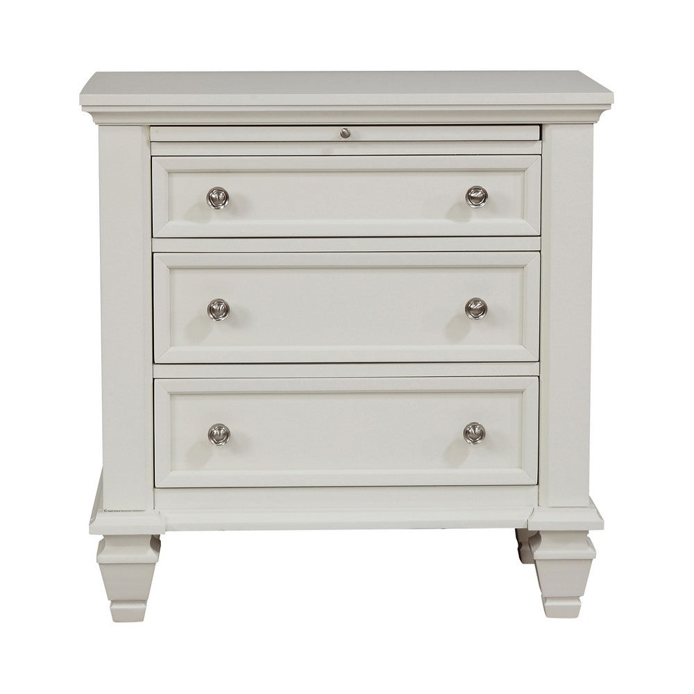 Queen Bedroom Set, White and Nickel, 2 Piece Set with Nightstand