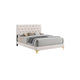 Queen Bedroom Set, White Velvet, and Gold, 2 Piece Set with Nightstand
