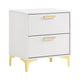 Queen Bedroom Set, White Velvet, and Gold, 2 Piece Set with Nightstand