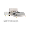 Queen Bedroom Set, White Velvet, and Gold, 2 Piece Set with Nightstand