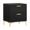 Queen Bedroom Set, Black and Gold, 2 Piece Set with Nightstand