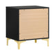 Queen Bedroom Set, Black and Gold, 2 Piece Set with Nightstand