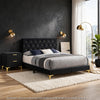 Queen Bedroom Set, Black and Gold, 2 Piece Set with Nightstand