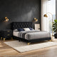 Queen Bedroom Set, Black and Gold, 2 Piece Set with Nightstand
