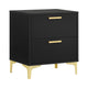 Queen Bedroom Set, Black and Gold, 3 Piece Set with 2 Nightstands