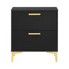 Queen Bedroom Set, Black and Gold, 3 Piece Set with 2 Nightstands