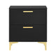 Queen Bedroom Set, Black and Gold, 3 Piece Set with 2 Nightstands