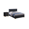 King Bedroom Set, Black and Gold, 2 Piece Set with Nightstand