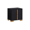 King Bedroom Set, Black and Gold, 2 Piece Set with Nightstand