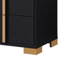 King Bedroom Set, Black and Gold, 2 Piece Set with Nightstand