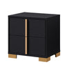 King Bedroom Set, Black and Gold, 3 Piece Set with 2 Nightstands