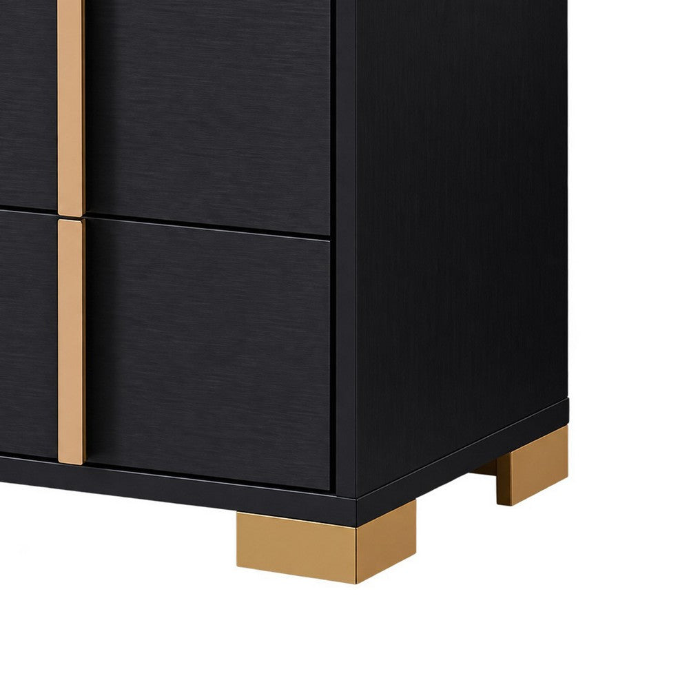 Queen Bedroom Set | Black & Gold | 2 Piece Set with Nightst&