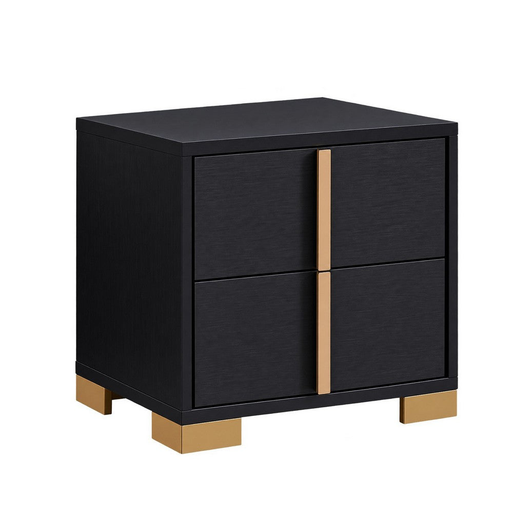 Queen Bedroom Set | Black & Gold | 3 Piece Set with 2 Nightst&s