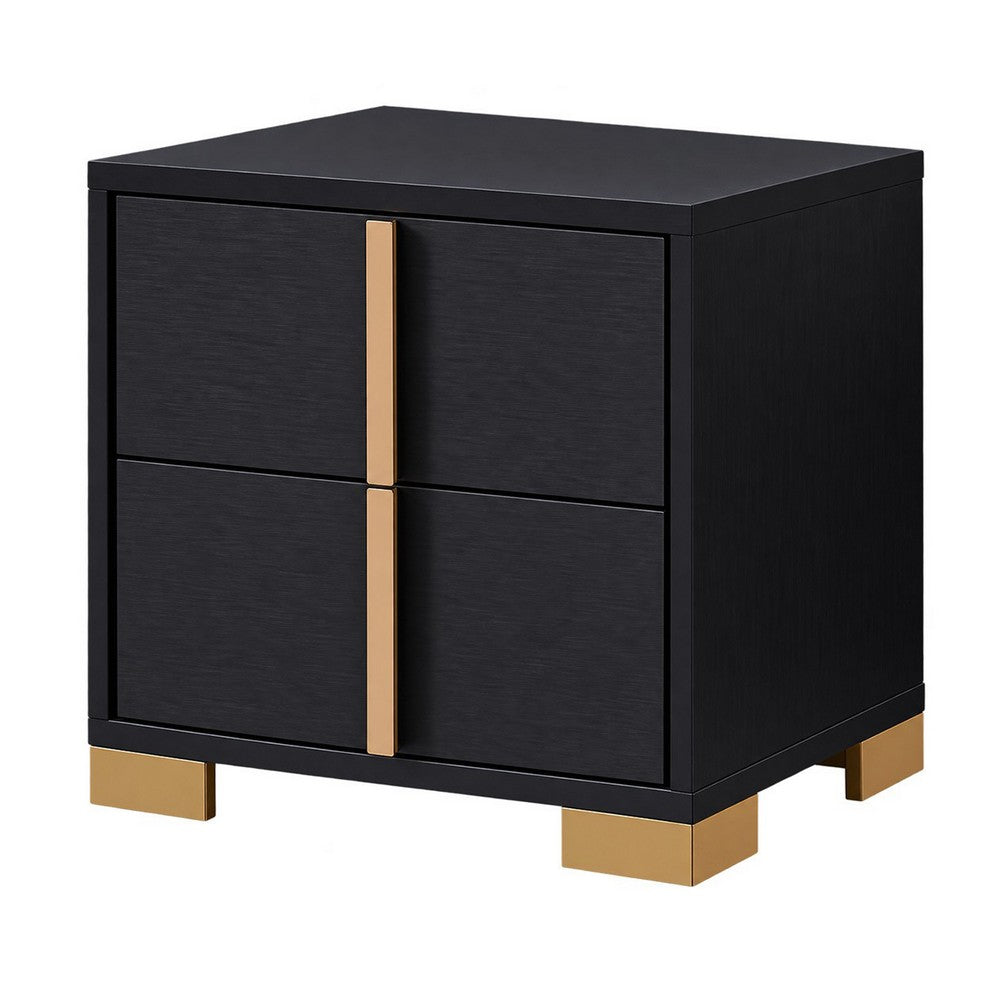 Queen Bedroom Set | Black & Gold | 3 Piece Set with 2 Nightst&s