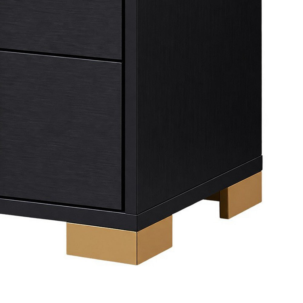Queen Bedroom Set | Black & Gold | 3 Piece Set with 2 Nightst&s