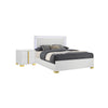 King Bedroom Set, White and Gold, 2 Piece Set with Nightstand