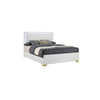 King Bedroom Set, White and Gold, 2 Piece Set with Nightstand
