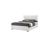 King Bedroom Set, White and Gold, 2 Piece Set with Nightstand