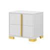 King Bedroom Set, White and Gold, 2 Piece Set with Nightstand