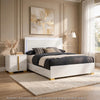 King Bedroom Set, White and Gold, 2 Piece Set with Nightstand