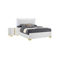 Queen Bedroom Set, White and Gold, 2 Piece Set with Nightstand