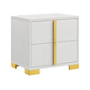 Queen Bedroom Set, White and Gold, 2 Piece Set with Nightstand