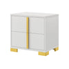 Queen Bedroom Set, White and Gold, 2 Piece Set with Nightstand