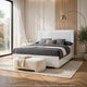 Queen Bedroom Set, White and Gold, 2 Piece Set with Nightstand