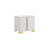 Queen Bedroom Set, White and Gold, 3 Piece Set with 2 Nightstands