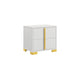 Queen Bedroom Set, White and Gold, 3 Piece Set with 2 Nightstands