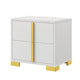 Queen Bedroom Set, White and Gold, 3 Piece Set with 2 Nightstands