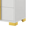 Queen Bedroom Set, White and Gold, 3 Piece Set with 2 Nightstands