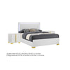 Queen Bedroom Set, White and Gold, 3 Piece Set with 2 Nightstands
