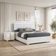 Queen Bedroom Set, White and Gold, 3 Piece Set with 2 Nightstands
