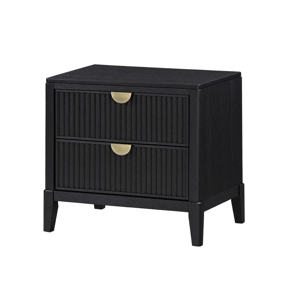 Queen Bedroom Set | Black & Gold | 2 Piece Set with Nightst&