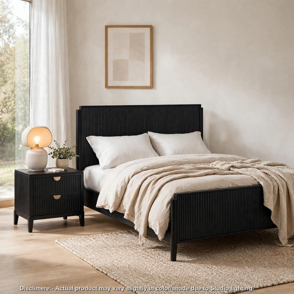 Queen Bedroom Set | Black & Gold | 2 Piece Set with Nightst&