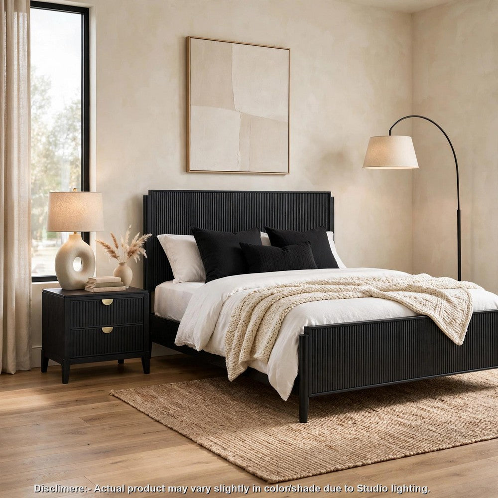 Queen Bedroom Set | Black & Gold | 2 Piece Set with Nightst&