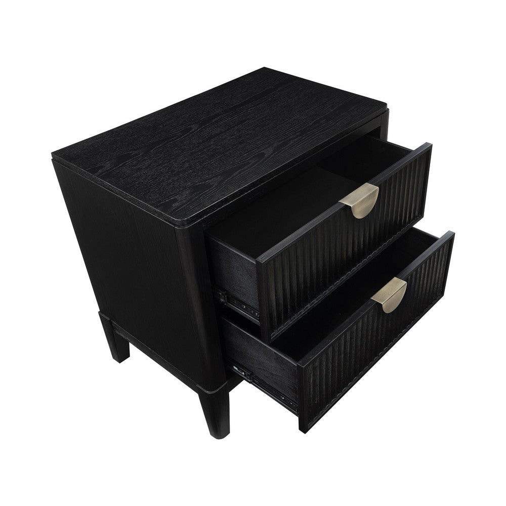Queen Bedroom Set | Black & Gold | 3 Piece Set with 2 Nightst&s