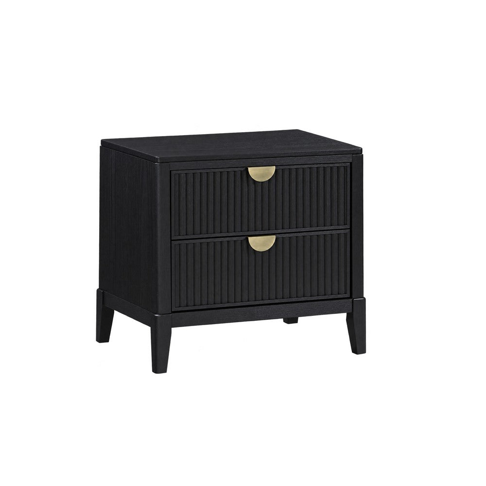 King Bedroom Set | Black & Gold | 2 Piece Set with Nightst&